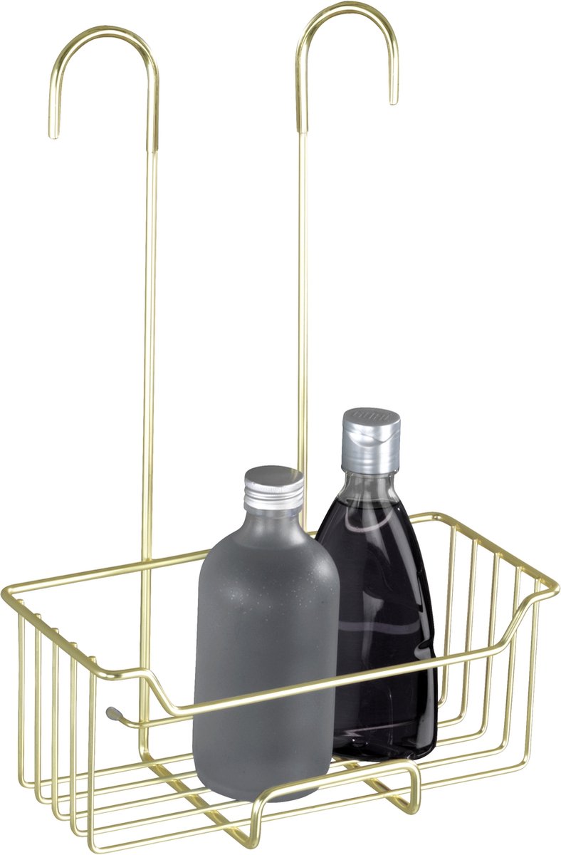 Wenko doucherek milo rvs mat goud 25x36cm - zonder boren - doucherekje hangend - douchemand - douchecaddy ophangbaar