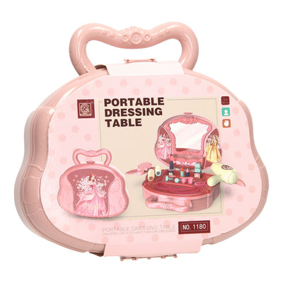 Beautycase kaptafel roze in speelkoffer