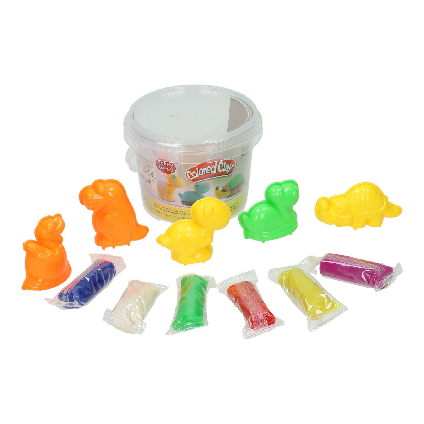 Lobbes kleiset in opbergbox dino vormen - 6 kleuren klei