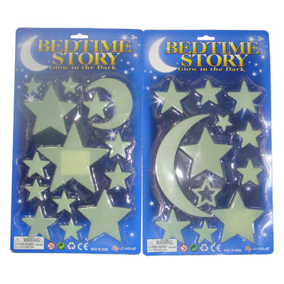 Glow in the dark set maan en sterren