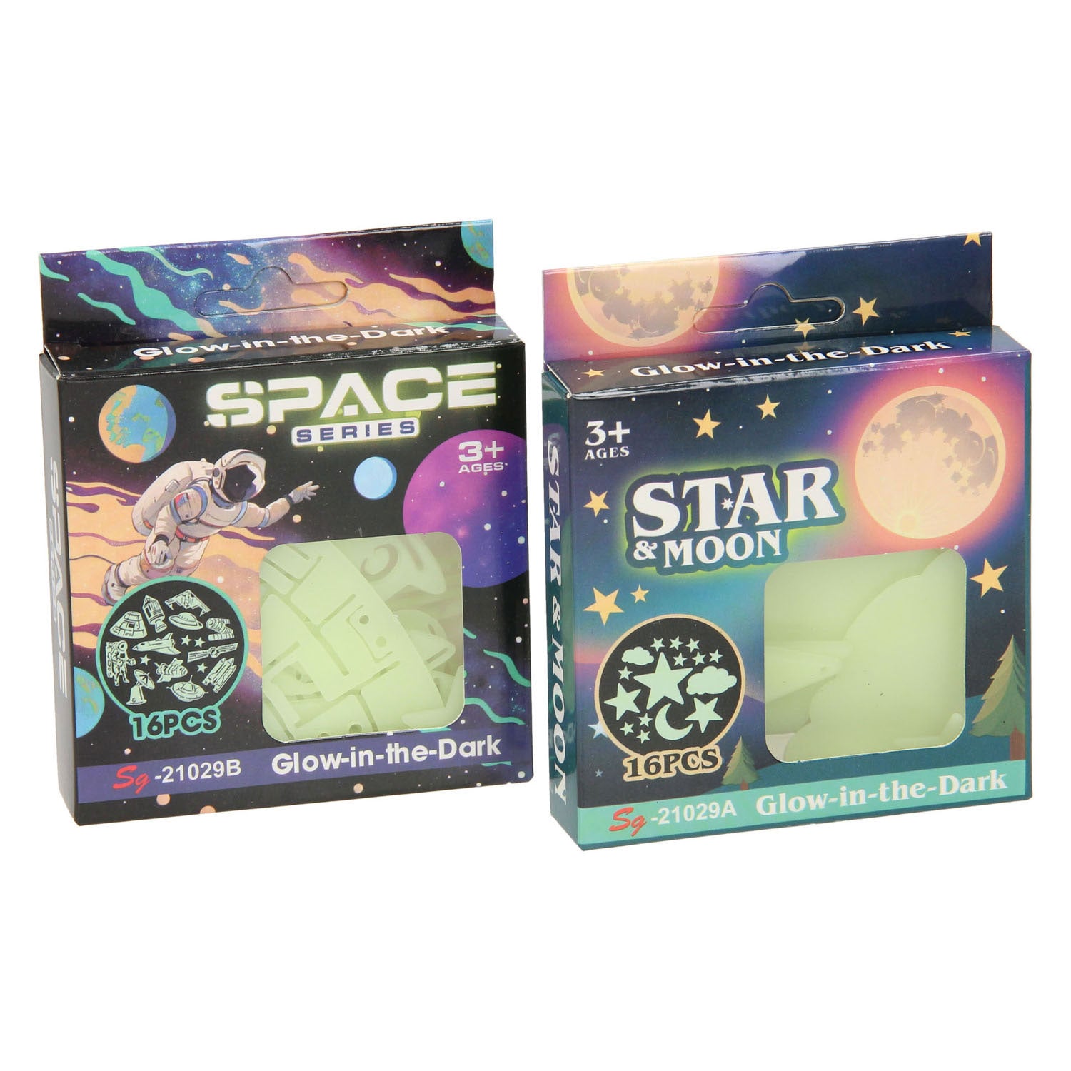 Glow in the dark set ruimte, 16dlg.