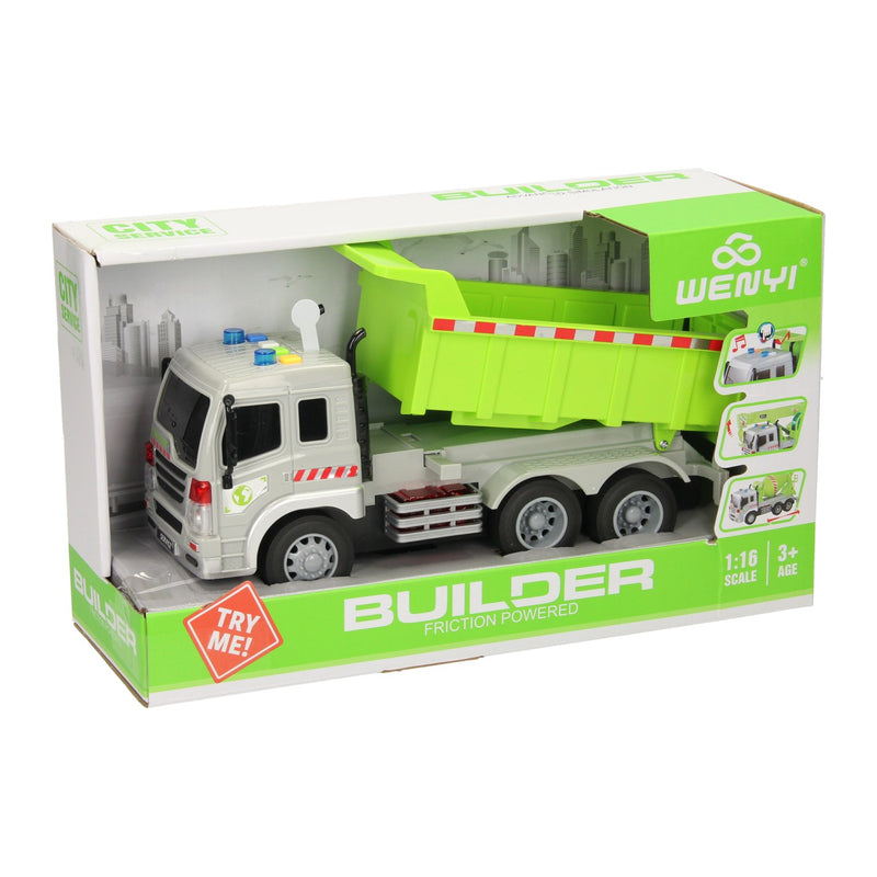 Truck met kiepwagen met licht en geluid