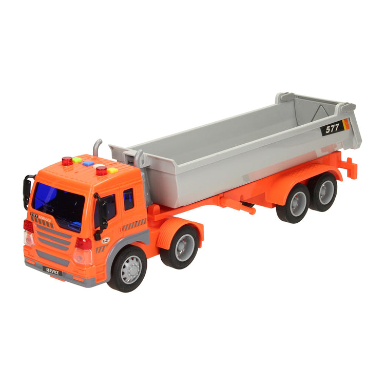 Truck met afvalcontainer licht geluid