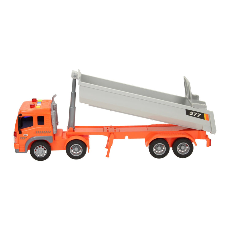 Truck met afvalcontainer licht geluid