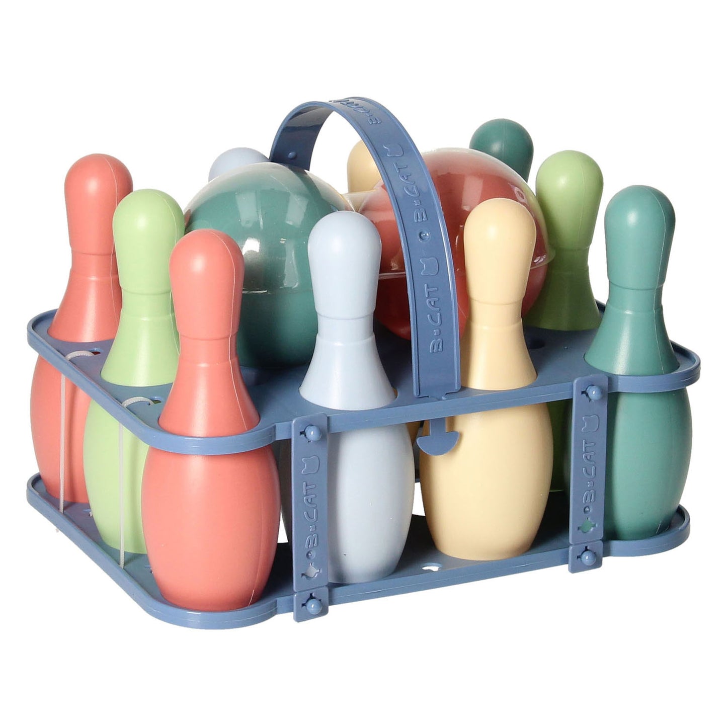 Lobbes bowlingset pastel in houder, 12dlg.