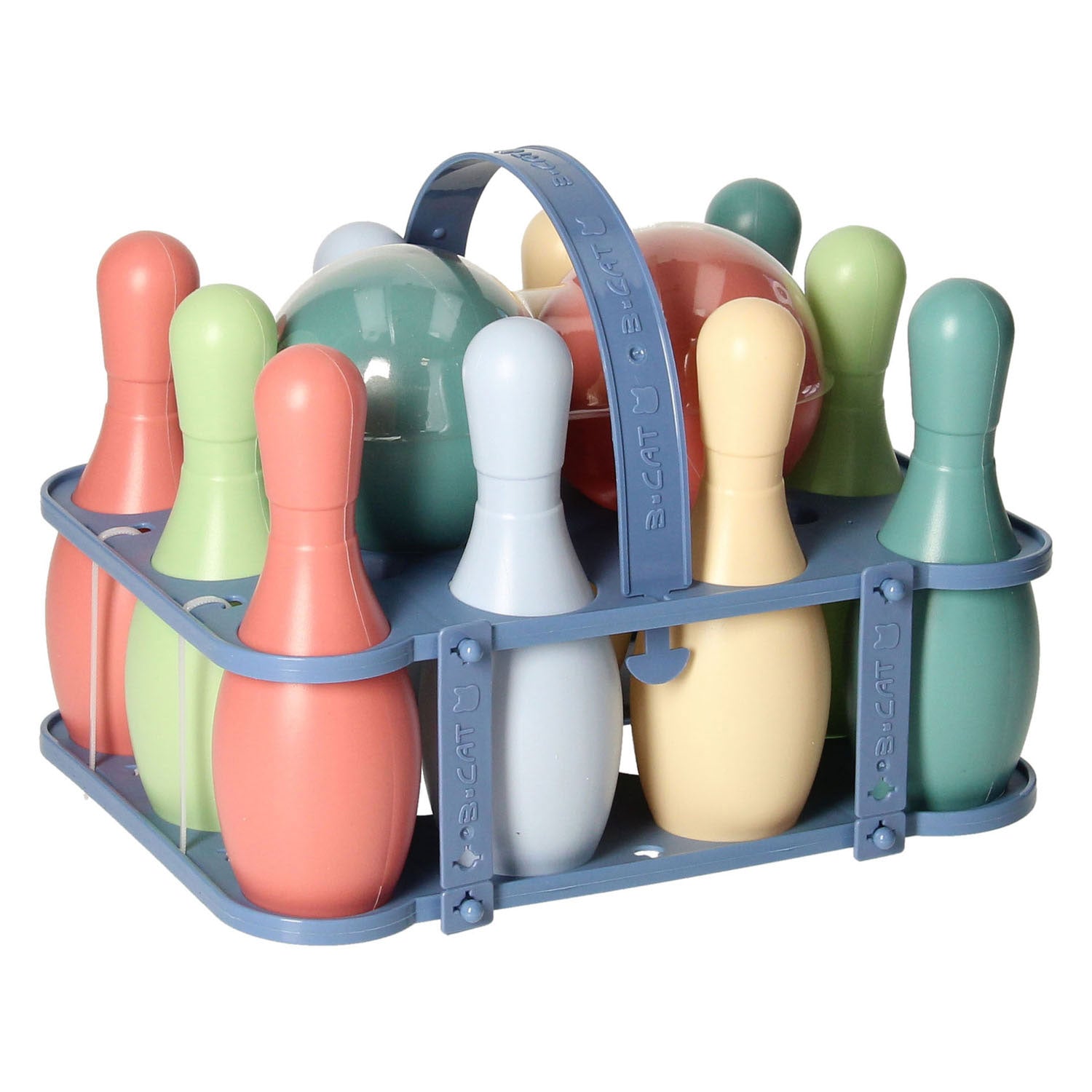 Lobbes bowlingset pastel in houder, 12dlg.