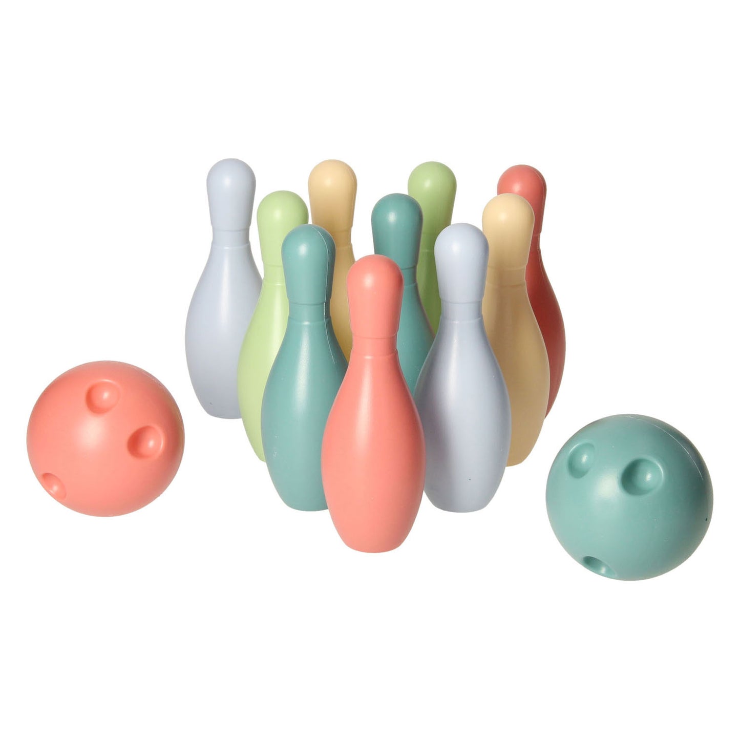 Lobbes bowlingset pastel in houder, 12dlg.