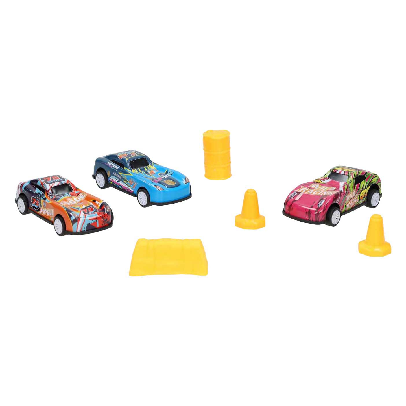 Lobbes speelgoed bv raceauto backflip pull back set - 3st.