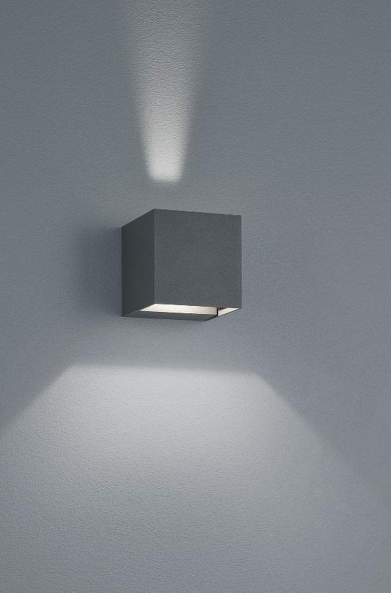 Trio adaja - wandlamp - antraciet - incl. 2x smd 3 w - afstandsbediening - geintegreerde dimmer - traploos instelbare lichtkleur - rgbw-kleurenwisselaar - geheugenfunctie - wiz - in hoogte verstelbaar - buitenverlichting - ip54