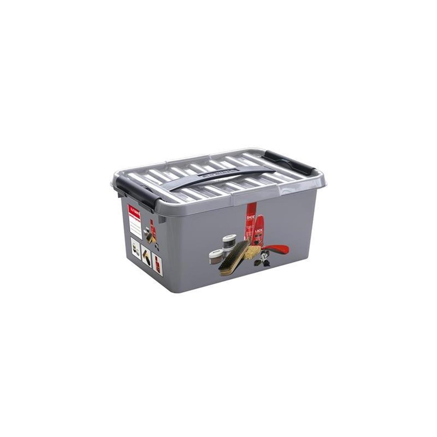 Sunware q-line schoenpoetsdoos met inzet 15l - 40x30x18 cm - metaal zwart