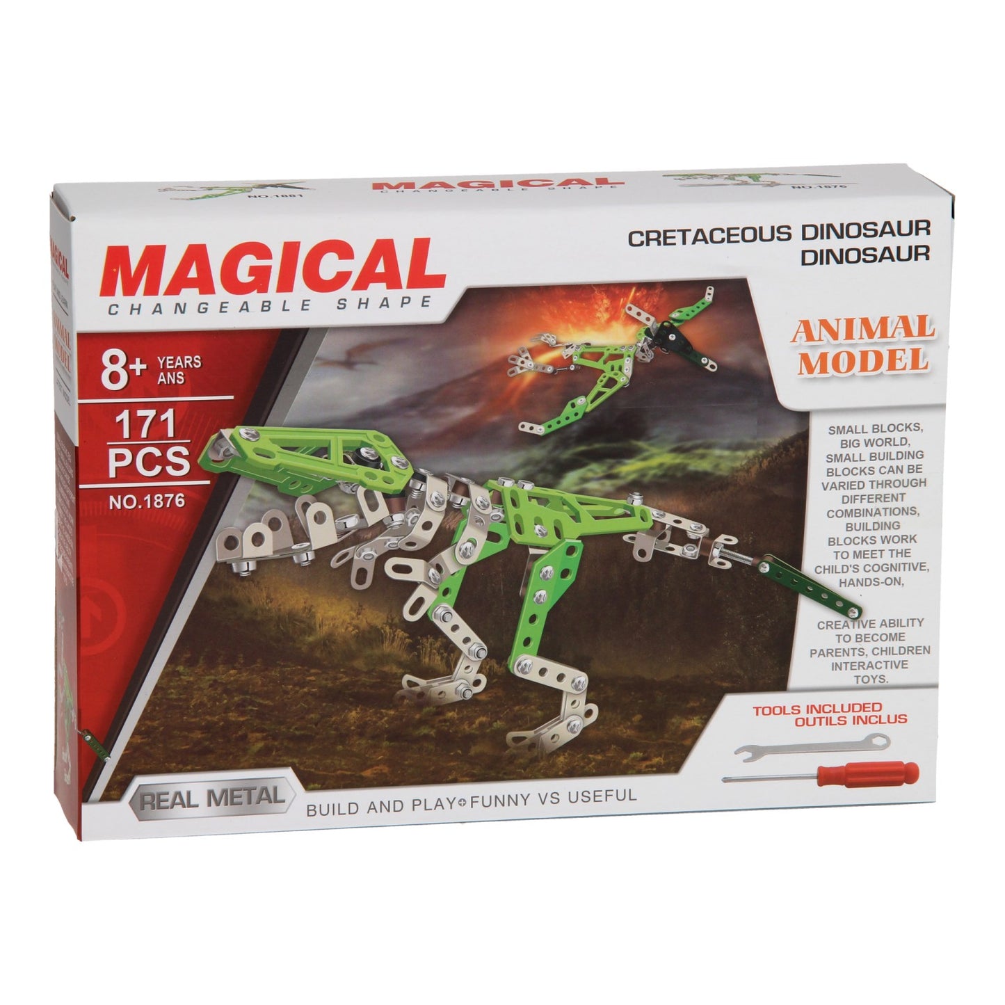 Constructieset metaal dino, 171dlg.