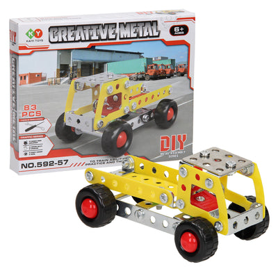 Lobbes speelgoed bv lobbes constructieset metaal kiepwagen bouwspeelgoed 83-delig geel.