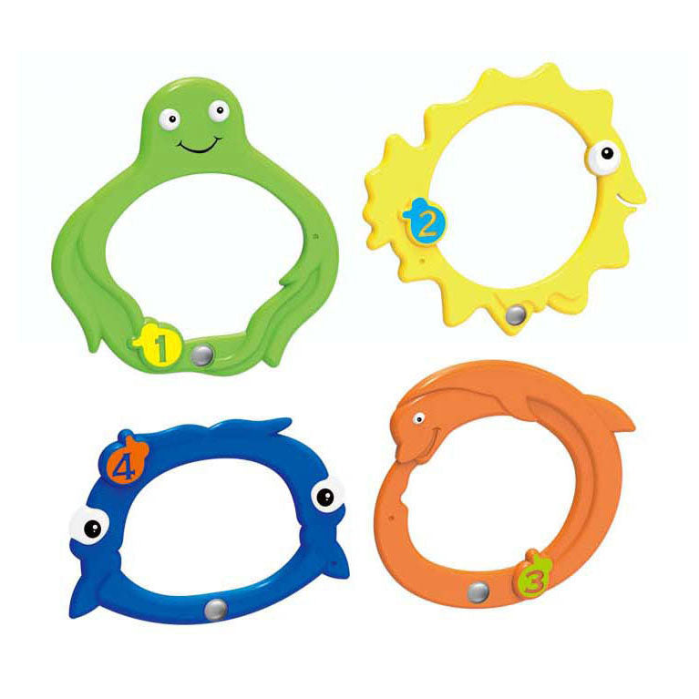 Lobbes duik ringen dieren, 4st.