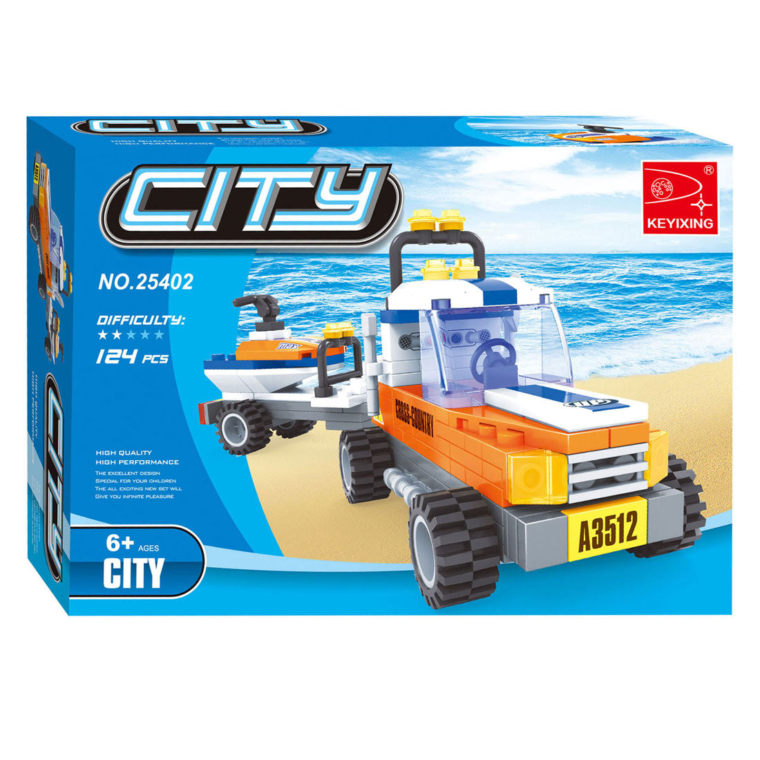 Lobbes speelgoed bv lobbes bouwset strand reddingsdienst truck jetski 124-delig speelgoed.