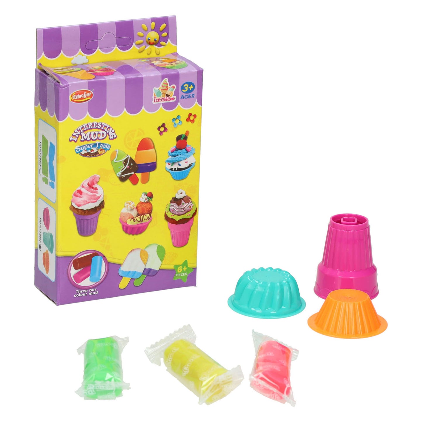 Kleiset ijsjes maken - 3 kleuren klei - 6dlg.