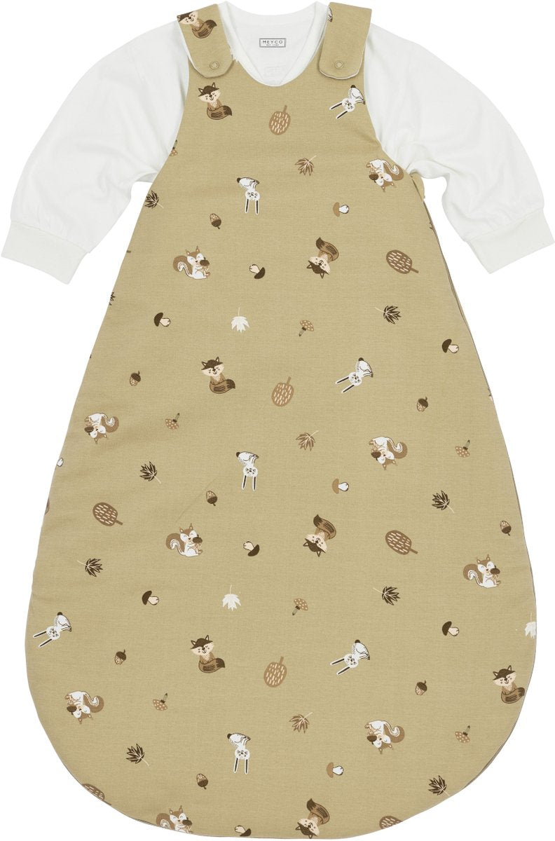 Meyco baby slaapzak winter forest animals - rond tweedelig - sand - 80 86 - winterslaapzak