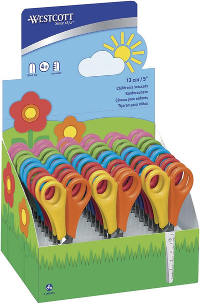 Westcott schaar kids cm verdeling ronde punt display 30 stuks assorti