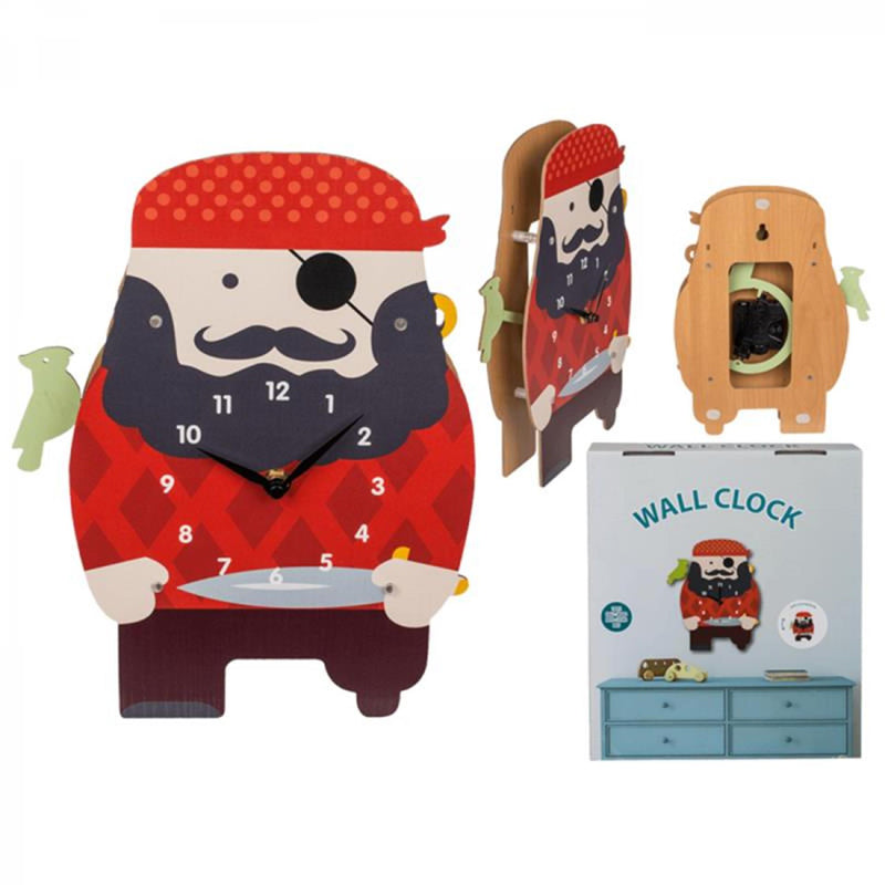 Ootb wandklok piraat hout 21x29cm kids