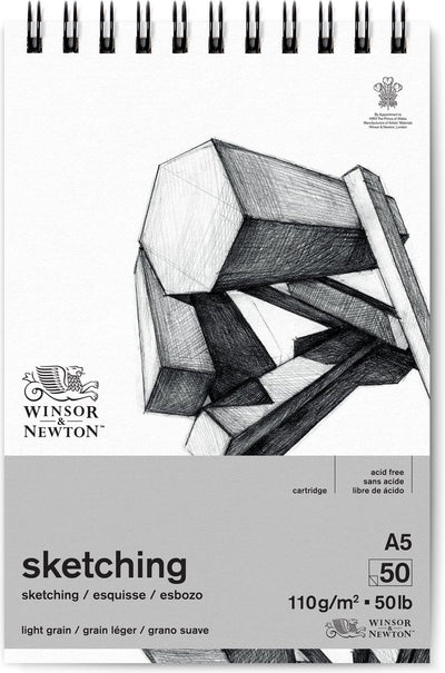Winsor newton 6672001 spiral drawing sketching pad a5 – 110 g m², 50 vellen, tekenpapier voor schetsen en tekenen