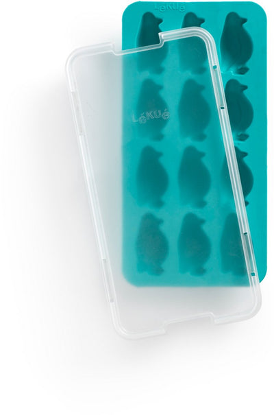Lékué ijsblokjesvorm - met deksel - pinguïn - turquoise