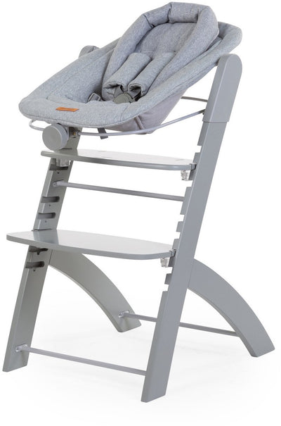 Childhome newborn zitje voor evosit en lambda 3 - babyzitje aan tafel vanaf de geboorte tot 9 kg - verstelbare rugleuning met draaiknop - 5-punts harnas met zachte schouderpads - inclusief wasbare jersey hoes - grijs
