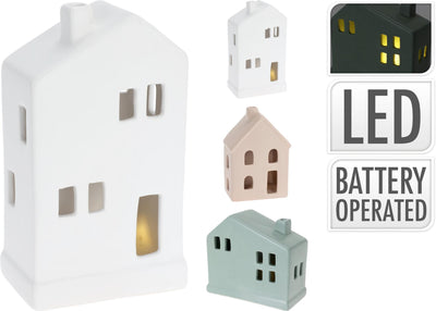 Cosydecor beeld huis met led 13cm dolomite