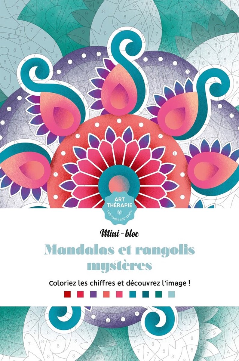 Hachette heroes mini bloc mandalas et rangolis mystères - kleuren op nummer kleurboek voor volwassenen - hachette