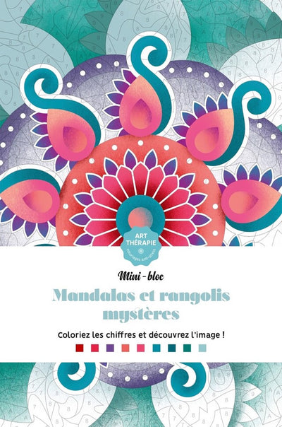 Hachette heroes mini bloc mandalas et rangolis mystères - kleuren op nummer kleurboek voor volwassenen - hachette