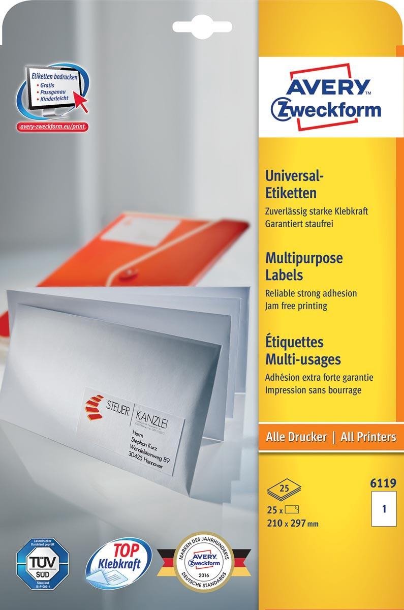 Merkloos sans marque avery laser ink jet labels 210 x 297mm