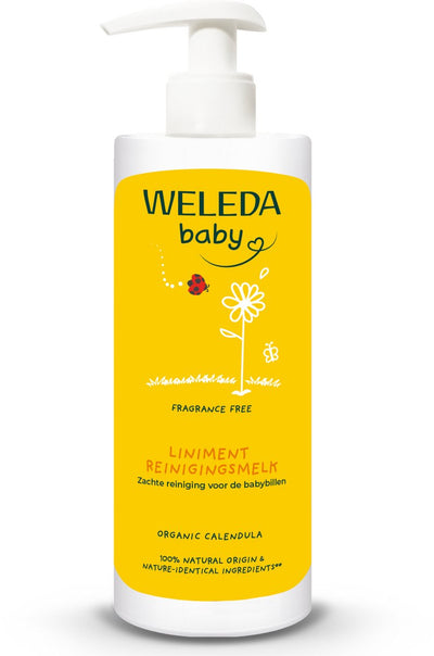 Weleda baby liniment reinigingsmelk - calendula - luierverschoning - babybillen reinigingsmelk - reinigt zacht en mild - 100% natuurlijke ingrediënten - 400ml