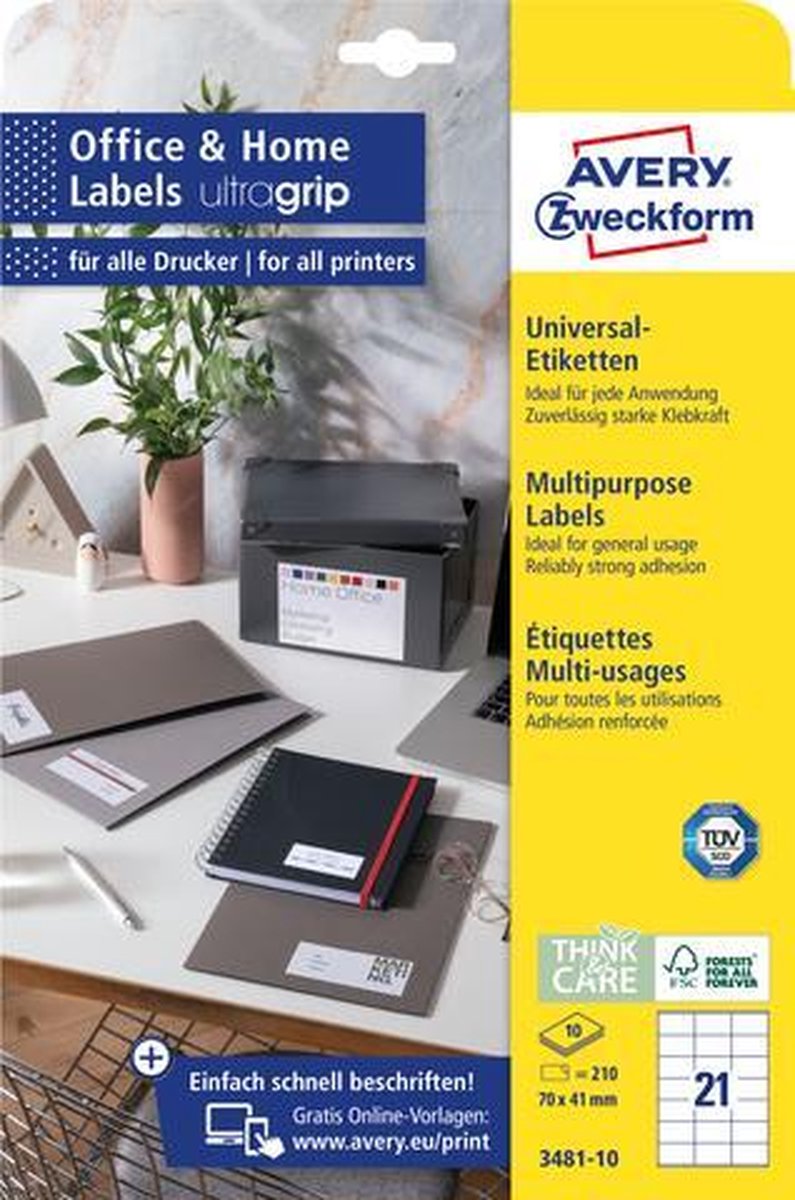 Avery etiketten 3481-10 70 x 41