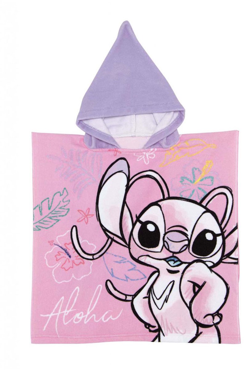 Merkloos sans marque poncho handdoek stitch angel voor kinderen - zachte badcape multicolor. one size