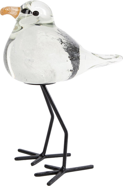 Van manen sculptuur zeemeeuw decoratie glas wit zwart 11x8,5x15cm speelgoed.