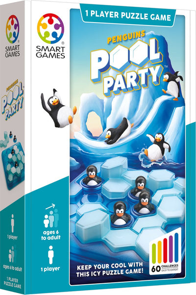 Smartgames penguins pool party - compact logisch denkspel - 60 educatieve pinguïn uitdagingen - reisspel solospel - vanaf 6 jaar