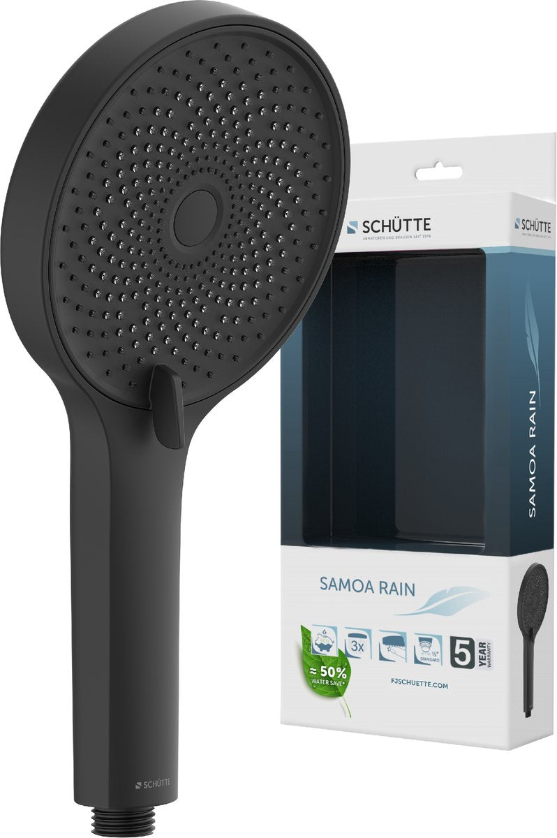 Schütte samoa rain handdouche - douchekop ø 13 cm -3 standen - mat zwart