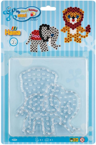 Hama maxi strijkkralenbordjes leeuw en olifant