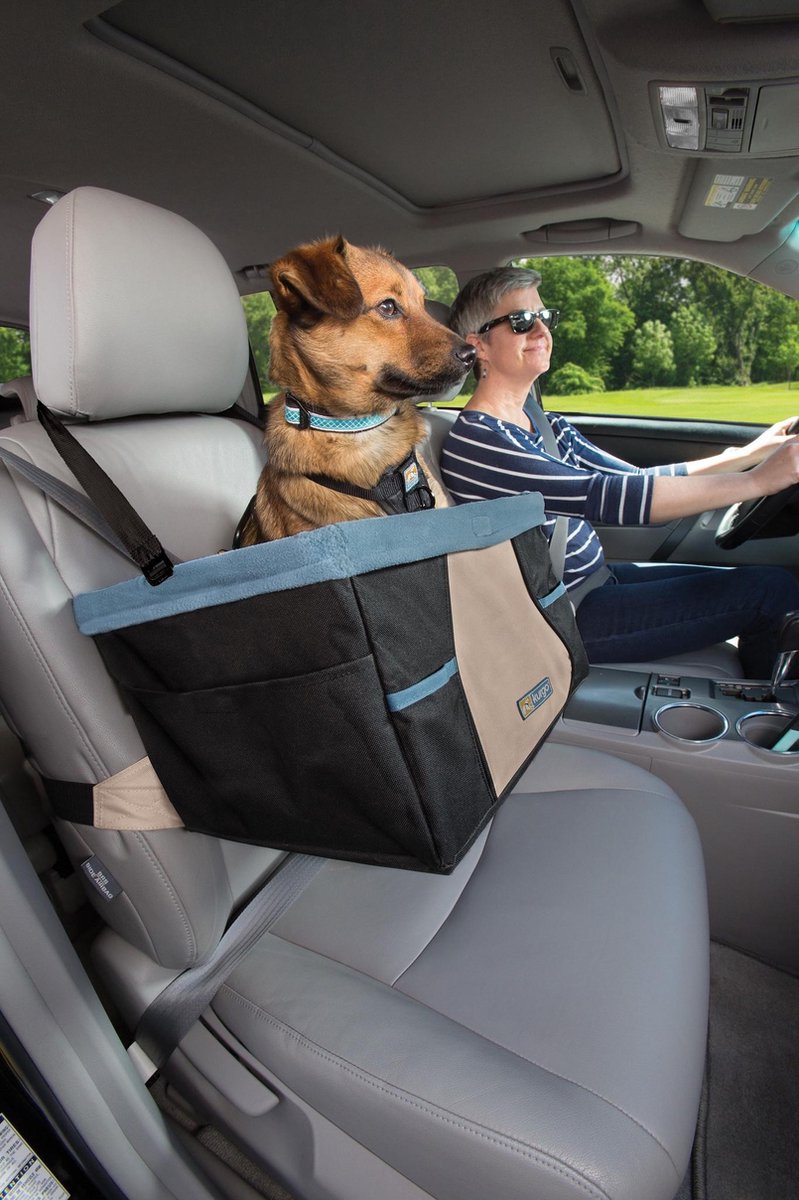 Kurgo rover booster seat - verhoogde autostoel met eenvoudige bevestiging voor kleine honden tot 13kg - zwart blauw 30x40x20cm s