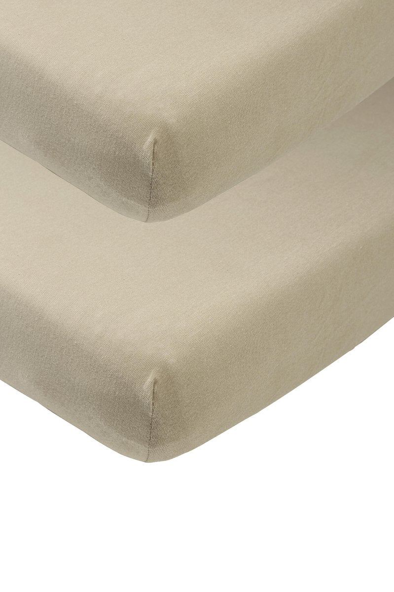 Meyco baby uni hoeslaken ledikant - 2-pack - taupe - 60x120cm