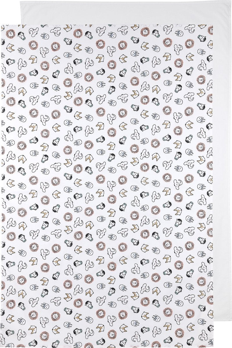 Meyco baby animal uni ledikant laken - 2-pack - white - 100x150cm - 0.3 tog