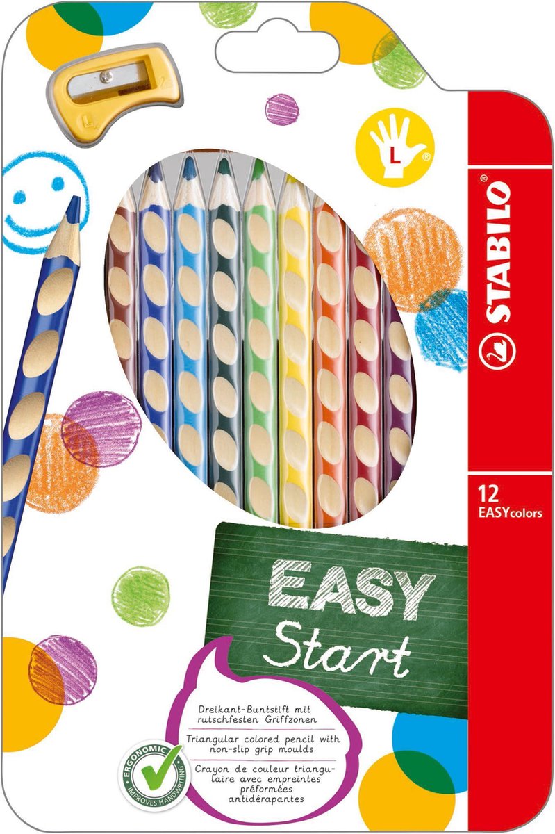 Stabilo easycolors kleurpotloden linkshandig - 12 st. + puntenslijper