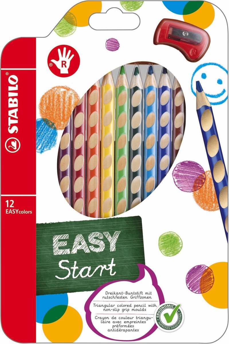 Stabilo easycolors kleurpotloden rechtshandig - 12 st. + puntenslijper