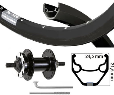 Kgs voorwiel 28 inch (622) zac 2000 + spaak rvs disk 6 bout vaste as