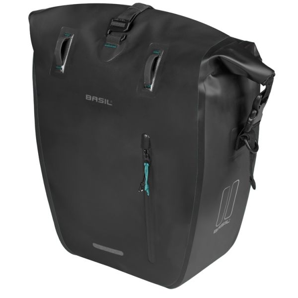 Basil enkele fietstas rivo l tarpaulin mik 25-31l 14 x 28 x 43 cm - zwart