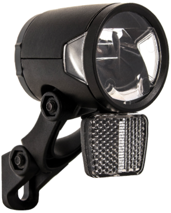 Koplamp Herrmans H-Black MR8 dynamo - aan uit functie -met houder - 180 lumen