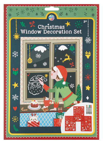 Creative craft group raam decoratie set kerstmis - 3 sjablonen en 4 viltstiften