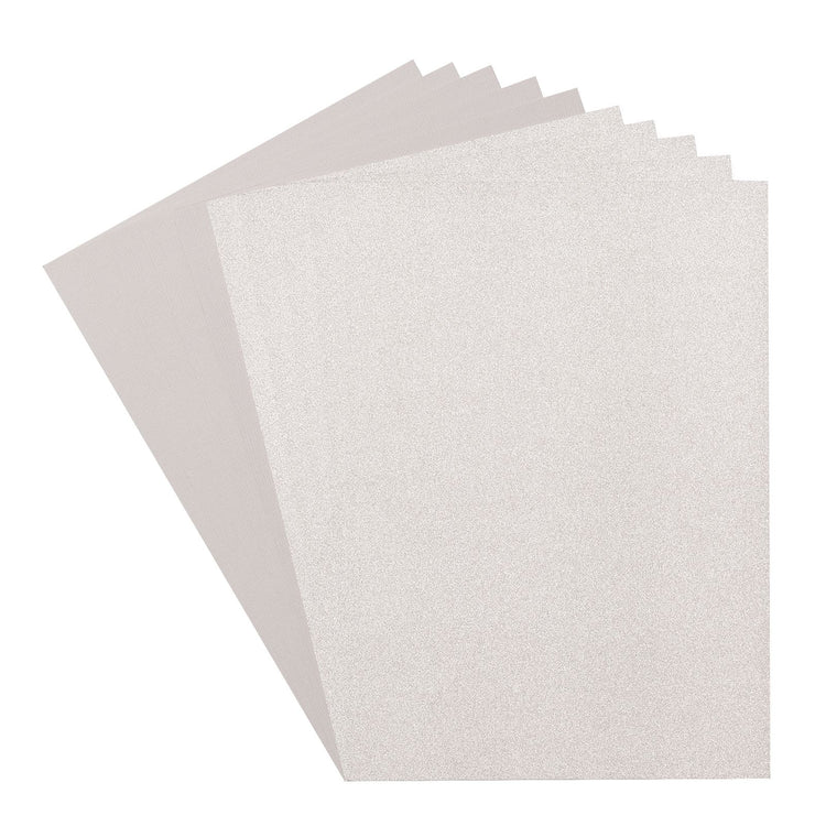 Florence • glitter papier en cardstock set 216g a4 10x silver mouse