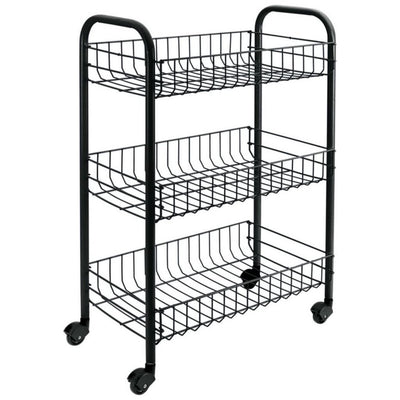 Metaltex tomado- siena keukentrolley met wielen 41x23x63 cm zwart