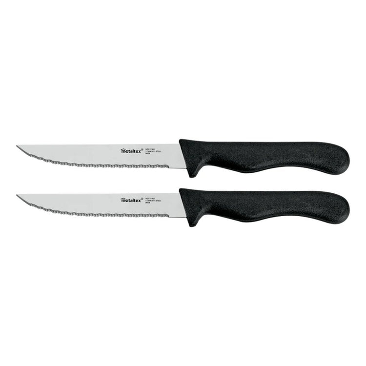 Metaltex basic line biefstukmessen 2 stuks rvs zwart
