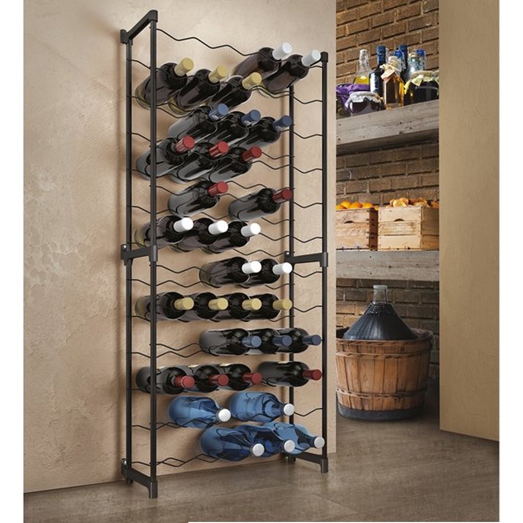 Tomado-metaltex barbera wijnrek voor 50 flessen 108x50x26 cm zwart