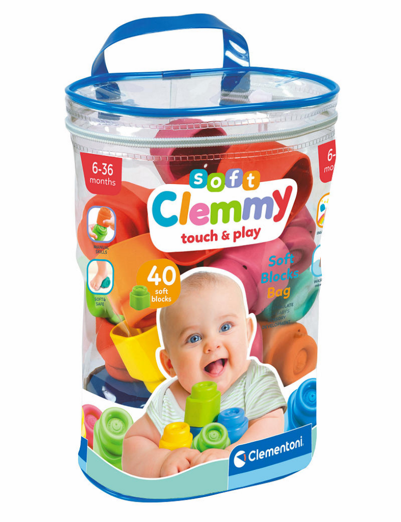 Clementoni baby soft clemmy blokken met opbergtas - 40dlg.